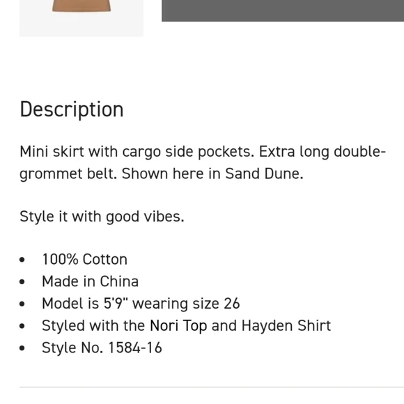 SER.O.YA Lia Skirt Sand Dune NWT - Picture 13 of 14